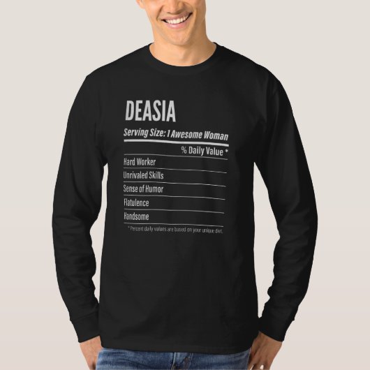 T-shirt Femmes Deasia Éléments nutritionnels Taille du ser (Devant)