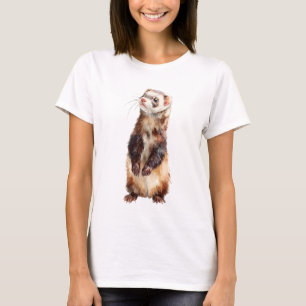 T-shirt Femmes debout au furet aquarelle curieux