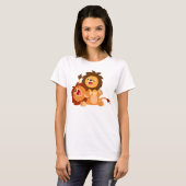 T-shirt femmes deux mignonnes caricatures jouées L (Devant entier)