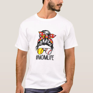 T-shirt FEMMES DJ Maman Vie Softball Baseball Mothers Day