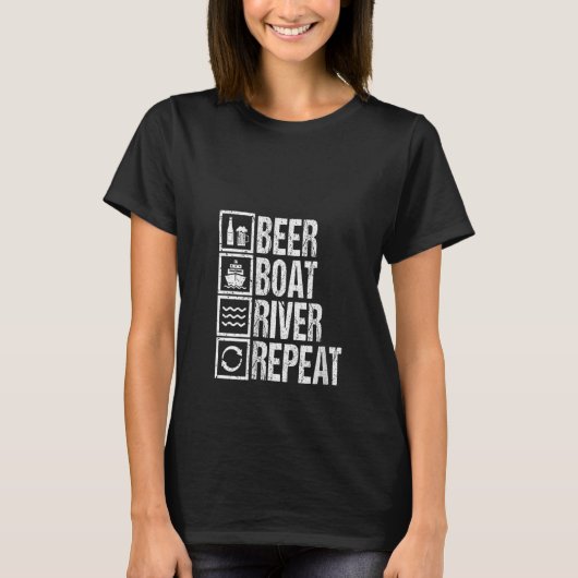 T-shirt Femmes Drôle Buveur Rivière Voile Boire Bière B (Devant)