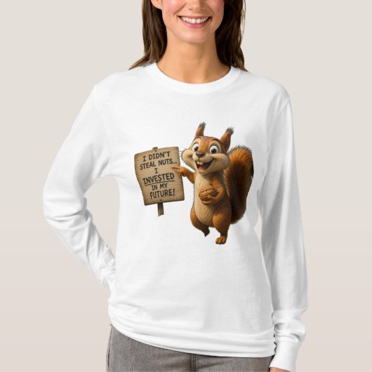 T-shirt Femmes Écureuil Écervelé Drôle Manche Longue Graph (Devant)