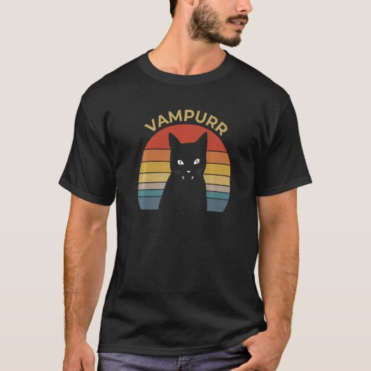 T-shirt Femmes Effrayant Halloween chambre Vampire Cat Vam (Devant)