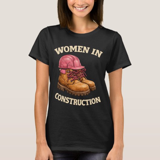T-shirt Femmes en bottes de travail et casque de construct (Devant)
