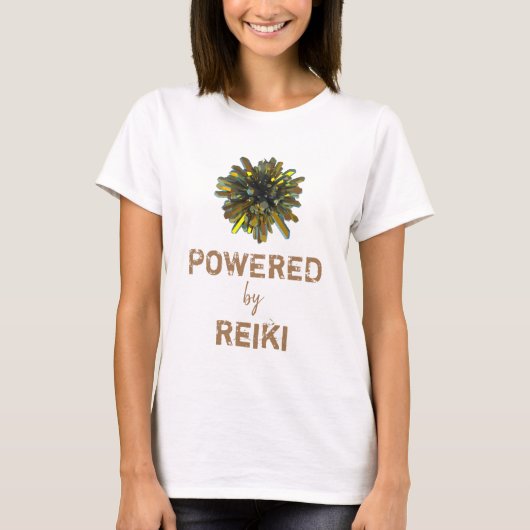 T-shirt Femmes en cristal de sphère d'or jaune de Reiki de (Devant)