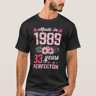 T-shirt Femmes Fabriquées En 1989 Floral 33 Ans 33ème Anni