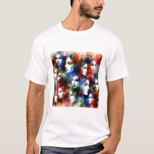 T-shirt femmes face à l'abstraite aquarelle pop art