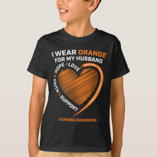 T-shirt Femmes Femme Je Porte Orange Pour Mon Mari Leucémi
