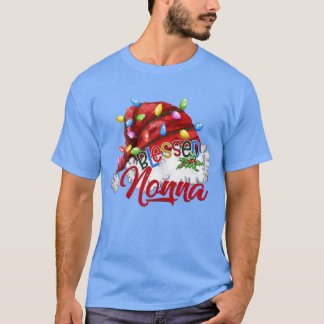 T-shirt Femmes Femmes Béni Nonna Santa Hat Lumière de Noël