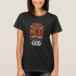 T-shirt Femmes Filles Qui Coupent Et Trient Boucher De Via