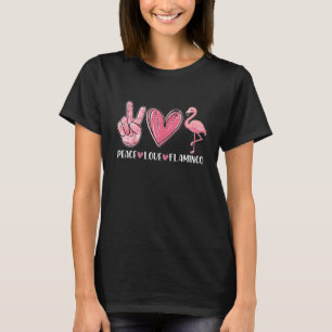 T-shirt Femmes Flamant Rose Amour Paix Été Plage Tropical