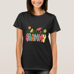 T-shirt Femmes floral rétro vintage grammy joyeuse fête de