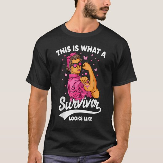 T-shirt Femmes Fortes Ruban Rose C'Est Ce Qu'Un Survivant  (Devant)