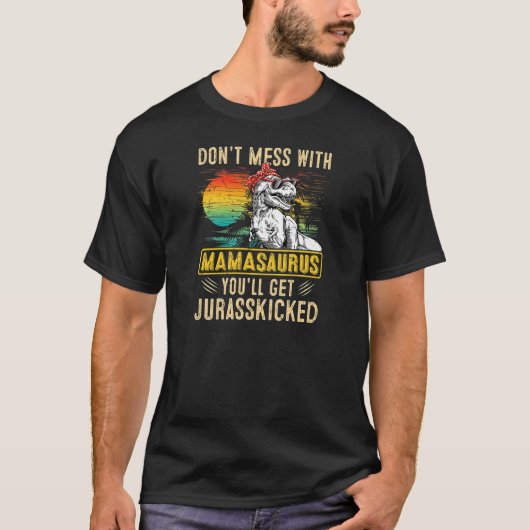 T-shirt Femmes Fun Femmes Rétro Mamasaurus Dinosaur Rex Mo (Devant)