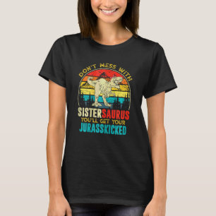 T-shirt Femmes Fun Femmes Rétro Sistersaurus Dinosaur Rex