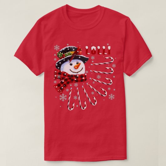 T-shirt FEMMES Funny Lolli Noël Snowman avec Candy Ca (Design devant)