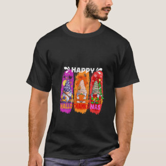 T-shirt Femmes Gnomes de Halloween Happy HalloThanksMas Me
