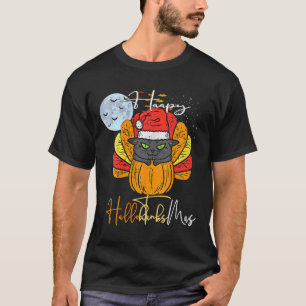 T-shirt Femmes Hallothanksmas heureux Chat Halloween Thank