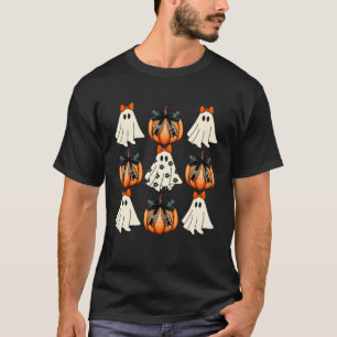 T-shirt Femmes Halloween Coquette Dentelle Nœud Citrouille