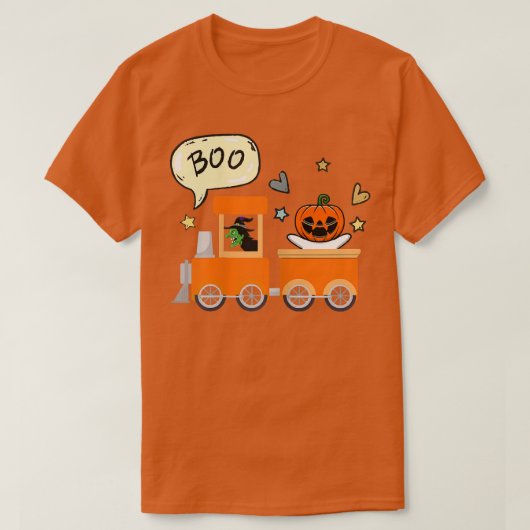 T-shirt FEMMES Halloween Train Boo Funny Ghost Citrouille  (Design devant)