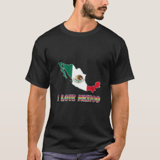 T-shirt Femmes Hello Mexico J'aime Mexico Carte Drapeau Fi