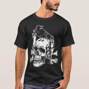 T-shirt Femmes Horreur Corbeau Os Créatif Art Halloween Dé