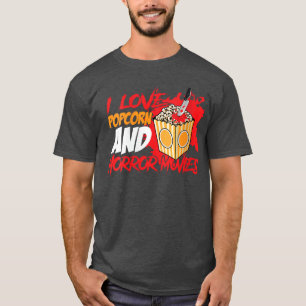 T-shirt Femmes J'adore Le Popcorn Et Les Films D'horreur F