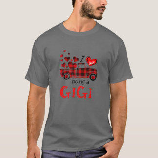 T-shirt Femmes J'aime être Gigi Red Plaid Fête des mères