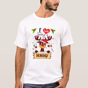 T-shirt Femmes J'Aime Être Une Maman Reindeer Noël Amusant