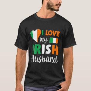 T-shirt Femmes J'Aime Mon Mari Irlandais Drapeau Valentin