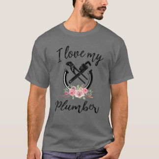T-shirt Femmes J'Aime Mon Plumber Drôle Plumber Femme Femm