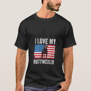 T-shirt Femmes J'Aime Mon Rottweiler Rottie Papa Maman Amé