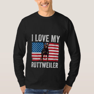 T-shirt Femmes J'Aime Mon Rottweiler Rottie Papa Maman Amé