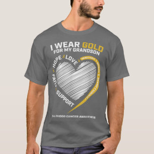 T-shirt Femmes Je Porte De L'Or Pour Mon Petit-Fils Cancer