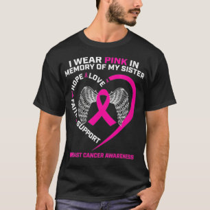 T-shirt Femmes Je Porte Du Rose En Mémoire De Ma Soeur