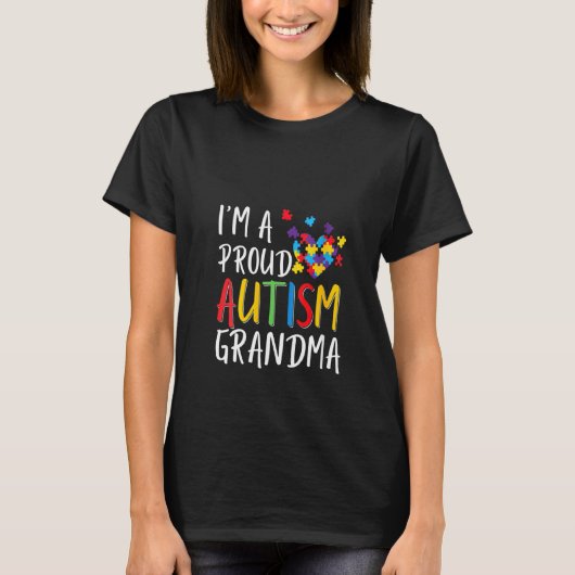 T-shirt Femmes Je Suis Fière De L'Autisme Grand-mère (Devant)