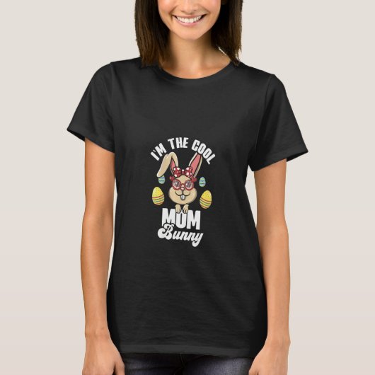 T-shirt Femmes Je suis la maman Cool Bunny Matching Famill (Devant)