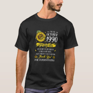 T-shirt Femmes Je suis une fille d'octobre 1990 Tournesol