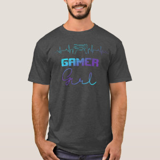 T-shirt Femmes Joueuses Filles Rythme Cardiaque Jeux Vidéo