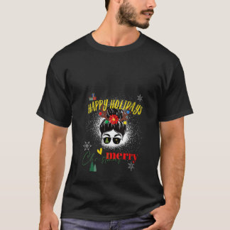 T-shirt Femmes Joyeuses et Joyeuses Fêtes brillants Happy 