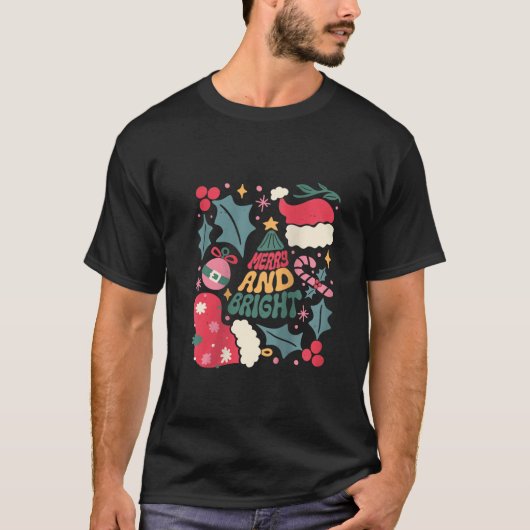 T-shirt Femmes Joyeux et brillant esthétique Boho Noël R (Devant)