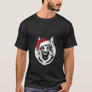 T-shirt Femmes Joyeux GSD Père Noël Chien sur Berger Allem