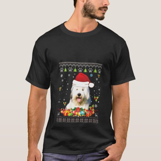 T-shirt FEMMES Joyeux Noël Vieux Anglais Chien à chiens (Devant)