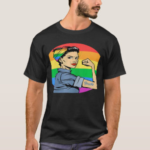 T-shirt Femmes LGBT Gay Lesbian Pride Feminist Rainbow Fla