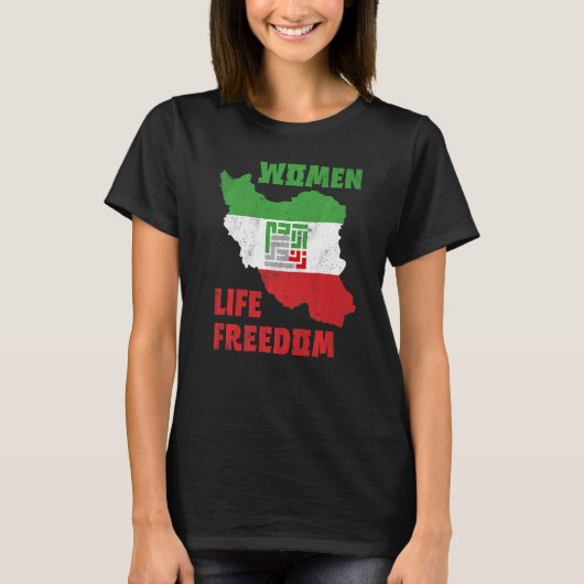T-shirt Femmes Liberté de vie Iran Zan Zendegi Azadi Carte (Devant)