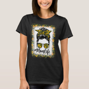 T-shirt Femmes Maman Vie Bleached Messager Bun Sunflower M
