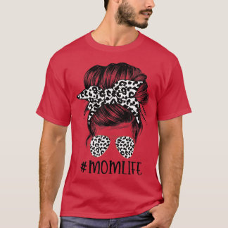 T-shirt Femmes Maman Vie Maman Vie Leopard Messy Bun