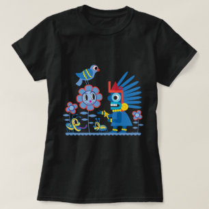 T-shirt Femmes maya de Dieu de pluie de garçon bleu