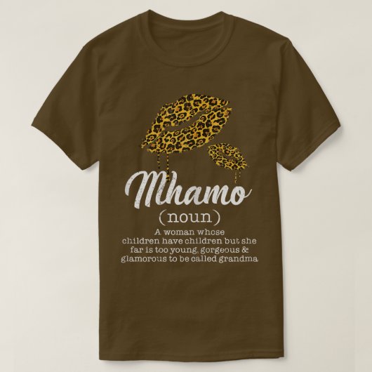 T-shirt Femmes Mhamo Léopard Lèvres Drôle Grand-mère Signi (Design devant)