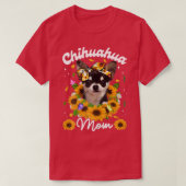 T-shirt Femmes mignonnes Chihuahua Chien Maman Tournesol M (Design devant)